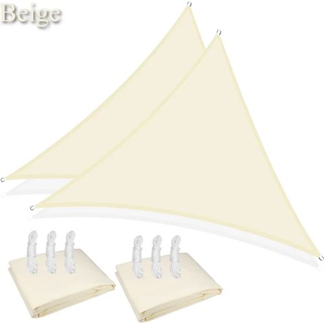(Beige, deux 5M) Auvents pare-soleil imperméables et résistants aux UV pour jardins, patios et terrasses. (1/5)