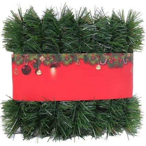 Guirlande de pin vert artificiel non éclairée - pour extérieur, intérieur, Noël, mariage, fête, couronnes, décorations (largeur 9 cm) (1/5)