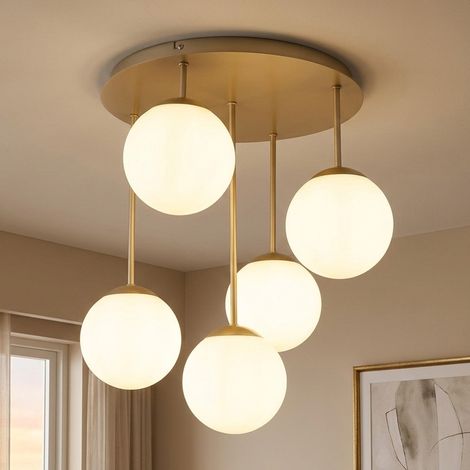 Deckenlampe Deckenleuchte Wohnzimmerlampe 5-flammig Anthrazit Metall H 51 cm (1/5)