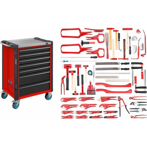Hazet Werkstattwagen Assistent 179NX, Sortiment, 65-tlg., Schubladen, flach: 5× 81 x 522 x 398 mm, Schubladen, hoch: 2× 166 x 522 x 398 mm (1/5)