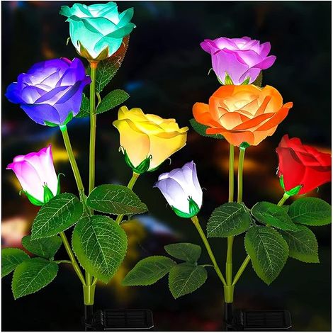 Lampes solaires de jardin, lot de 2, lampes solaires de jardin avec 8 LED-AquaForge (1/5)