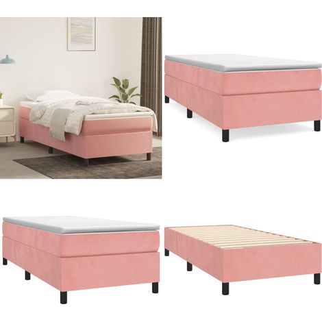 Giroletto a Molle con Materasso Rosa 90x200 cm in Velluto - Materasso a molle - Letto a molle