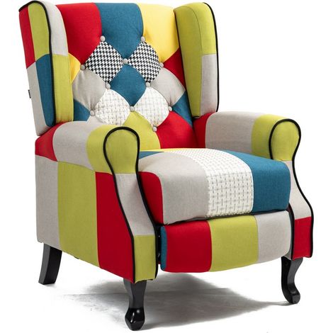 Poltrona da interni reclinabile patchwork in tessuto - Madame (1/5)