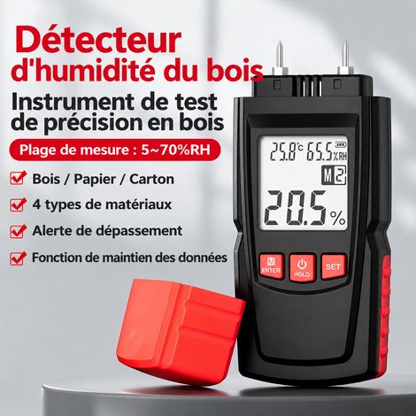 Humidimètre testeur d'humidité bois DLY-1702 multi-essences 3 V 18 × 12 × 5,5 cm 235 g – Livraison gratuite (1/5)