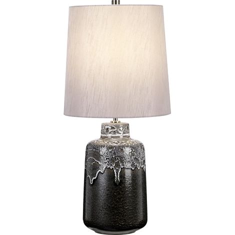 Tischlampe Beistelllampe Nachttischlampe Keramik Silber D 30 cm 1 Flammig (1/2)