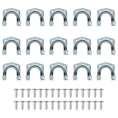 Lot de 15 crochets multi-outils robustes pour rangement de la maison et du garage – Support mural antidérapant double crochets pour entrepôt, garage, abri de jardin, outils de jardin