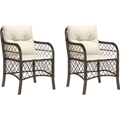 Maison Exclusive - Sillas de jardín con cojines 2 unidades ratán (1/5)