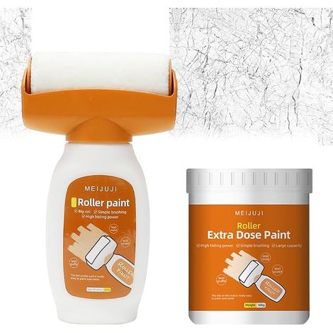 Peinture Blanche Mur, Peinture Blanche à Séchage Rapide avec Rouleau, 1000g Peinture au Rouleau de Réparation Murale, Peinture Murale Retouche Peinture Blanc Mur pour Rayures Cacher Graffiti Fissures (1/5)