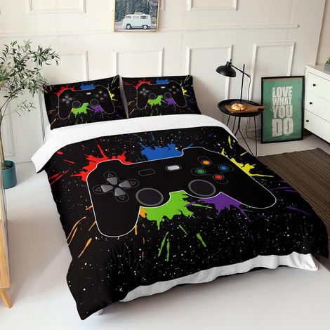 Bettwäsche-Set 2-teilig mit Controller-Motiv für Kinder und Jugendliche, 135x200cm