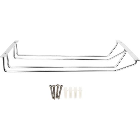 Étagère à vin suspendue en acier inoxydable 35 cm, double rangée pour bar, cuisine ou maison (1/5)