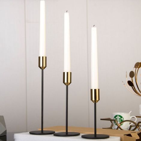Kerzenständer: Goldener, konischer Kerzenständer, Vintage-Kerzenständer, Tischständer, Dekorationen für Hochzeiten, Geburtstage, Partys, Weihnachten, Halloween (1/4)
