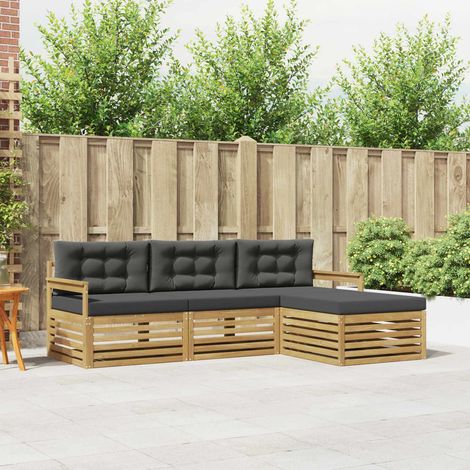 vidaXL Outdoor-Sofagarnitur 4 Stk. Weiß und Anthrazit Polyester (1/5)