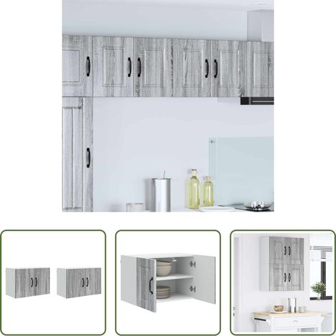 vidaXL Wandmontage - Küchenschrank 2 pcs Graues Sonoma 60 x 31 x 40 cm Holzwerkstoff (1/5)