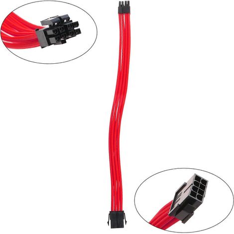 Kit d'extension de câble d'alimentation gainé, câble d'alimentation gainé sur mesure, 18AWG-CPU 8 broches-Rouge (1/4)
