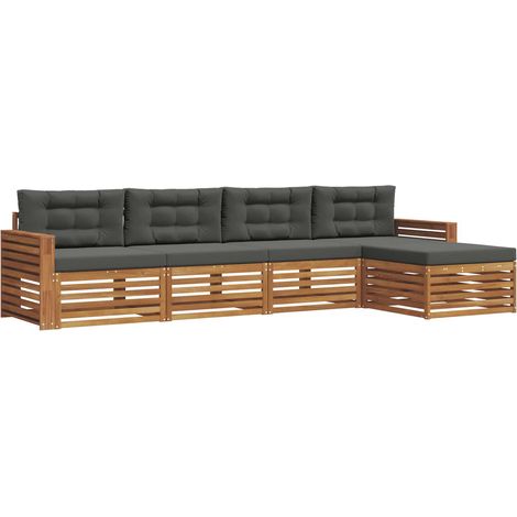 Conjunto de sofás de exterior 5 uds. Natural y Antracita vidaXL (1/5)