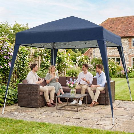 Abri de Jardin Pliable 2,4x2,4m avec Armature en Acier et Cordes Anti-Vent, Bleu (1/5)