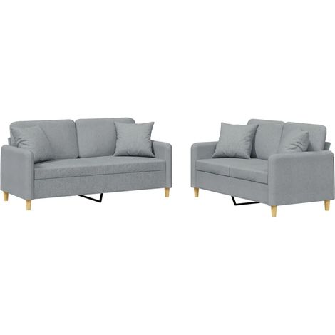 Maison Exclusive - Set Divani 2 pz con Cuscini Grigio Chiaro in Tessuto