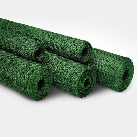 Drahtzaun Grüne Ummantelung Kaninchendraht Maschenweite: 25 mm Höhe: 75 cm Länge: 10 m