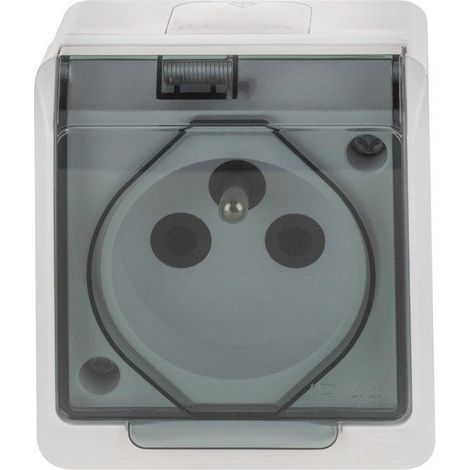 Elektroplast Hermes 2 prise électrique blanche IP44 (1/3)