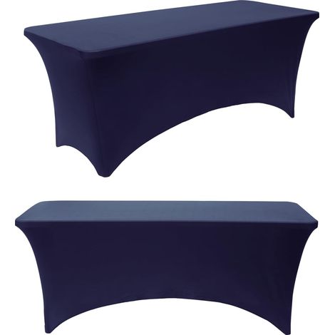 Nappe pour tables de 122 cm – convient à une utilisation intérieure et extérieure – bleu marine – ensemble de deux pièces (1/4)