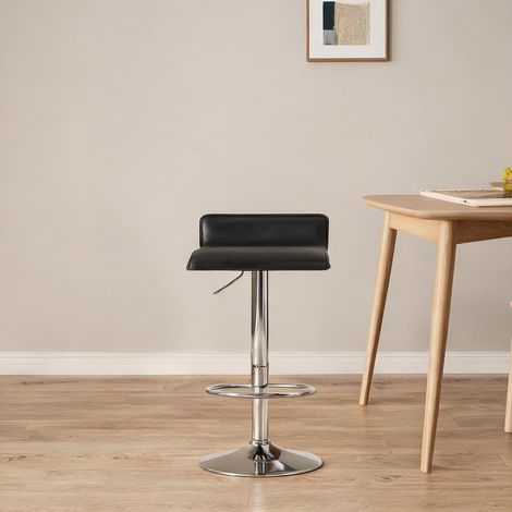 Tabouret de bar rotatif en simili cuir noir hauteur réglable (1/5)