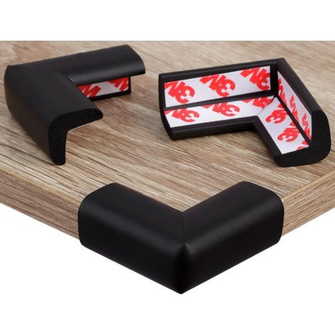 12x Protection pour Bébé – Coussin de Sécurité en Mousse Adhésive pour Angles de Table, Meubles, Bureau et Étagères – Protège-Tête pour Enfant – Noir (1/5)