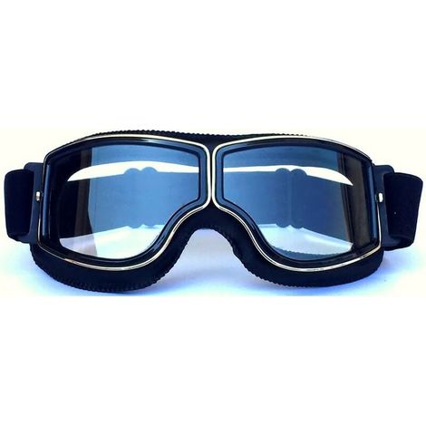 Lunettes de Protection Moto & Jet, Masque Anti-Poussière Transparent, Cadre Noir 18x8cm, Paire de Lunettes de Sécurité pour Homme (1/5)