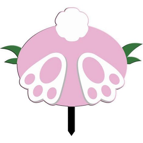 Panneau de jardin imperméable avec un adorable derrière de lapin rose pour Pâques, idéal pour la pelouse et le jardin. (1/5)
