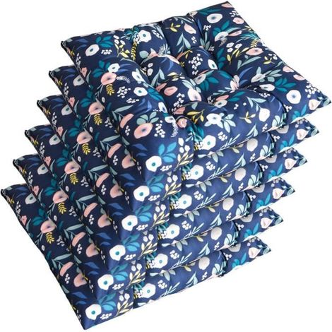 Coussin de Chaise - Lot de 6 Coussins Carrés avec Attaches pour Chaises Intérieur ou Extérieur,4040cm,I (1/4)