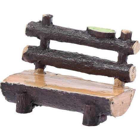 Tabouret miniature élégant en résine synthétique, décor de paysage, banc en forme de dessin animé, ornements végétaux pour maison de poupée-M (1/4)