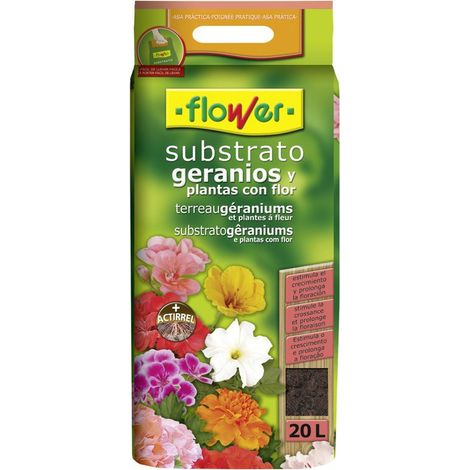 FLOWER Substrato Geranios y Plantas con Flor, Bolsa con Asa 20