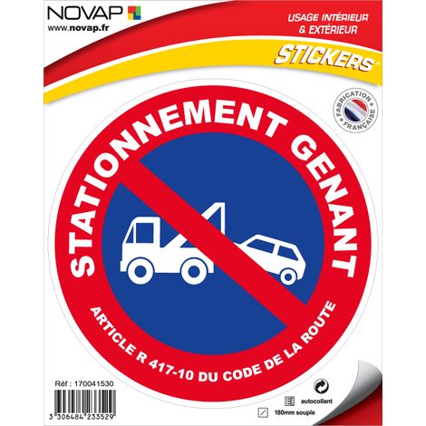 Panneau Stationnement gênant mise en fourrière - Vinyle adhésif Ø180mm - 4233529
