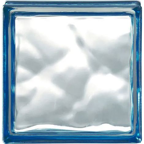 MATTONE IN VETROCAMERA ONDULATO cm 19 x 19 x 8 - blu 6 PZ