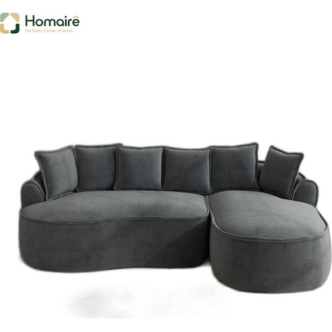 Canapé modulable en chenille gris avec accoudoirs 252 x 164 x 67 cm HOMAIRE (1/5)