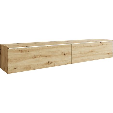 Mueble TV Scientia I, Roble Artisan, Número de puertas: 2, Número de cajones: 0, 180x30x33cm, LED