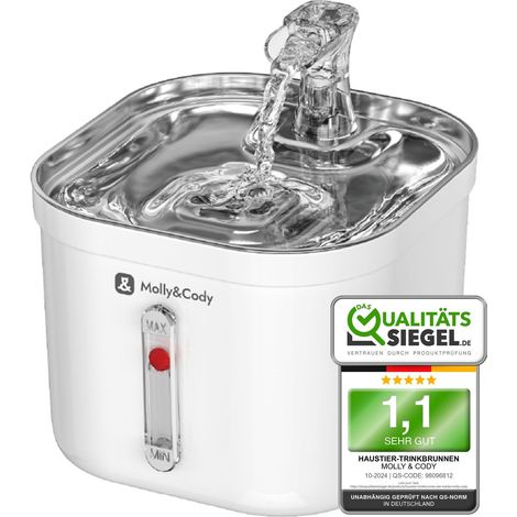 Molly&Cody SPRING fontana d'acqua inox 2 litri silenziosa