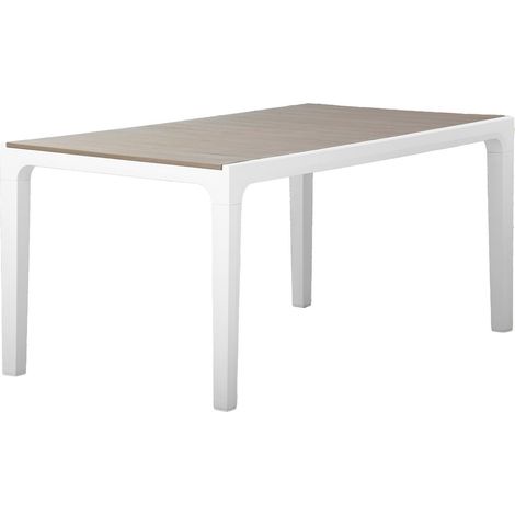 Table d'extérieur Innisfail, 6 places, résistante aux UV, polyvalente et compacte, 90x160x74h cm Blanc (1/5)