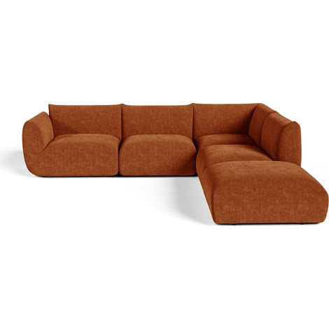 Canapé grand angle droit modulable 7 places en velours chenillé NOOMA (1/5)