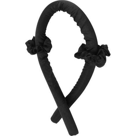 Rouleau mousse sans chaleur pour boucles, bandeau coiffant avec pinces, lot de 2, noir, idéal cheveux longs (1/5)