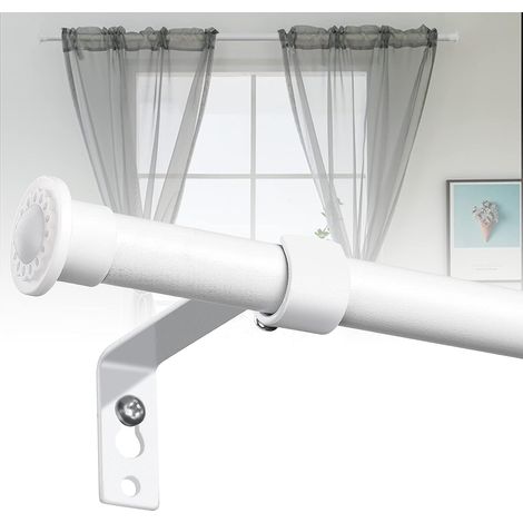 Tringle Rideau, 71-236cm Tringle à Rideaux Extensible Ensemble avec Supports en Acier Inoxydable - 16mm de Diamètre Tringle à Rideaux Style Rustique Mat/Blanc Mat (1/5)