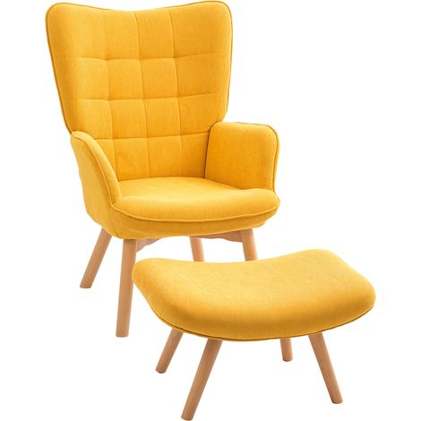 Fauteuil d’accent, velours côtelé, bois, orange, avec, tabouret, fauteuil, inclinable, fauteuil, avec, pieds, pour le, salon (1/5)