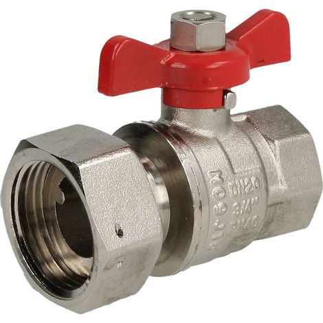 Robinet laiton 3/4 x 1 FF/écrou avec poignée papillon rouge
