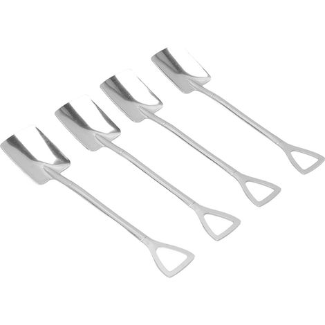 Cuillère Pelle en Acier Inoxydable Mignonne, Matériau Alimentaire Innovant Réutilisable pour Sucre et Desserts, 4 Pelles Carrées pour Café Maison