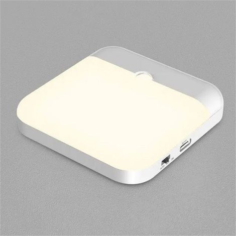 Veilleuse - Détecteur De Mouvement - Rechargeable USB Type C - Pour Armoire Cuisine Salle De Bain - 78 X 78 X 17 Mm - 1 Pièce