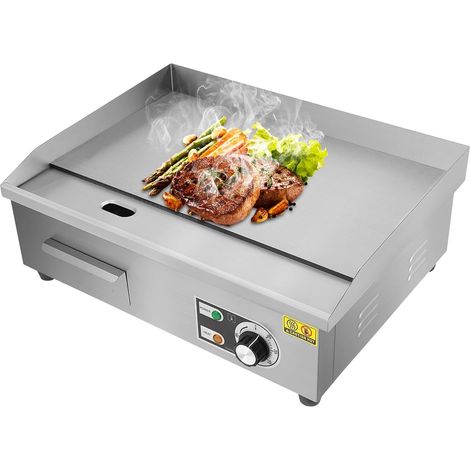 Plancha professionnelle électrique, Plaque de cuisson électrique - 3000 W, Pour restauration, Plaque en acier inoxydable, Température réglable de 50 à 300 °C, Avec pieds en caoutchouc antidérapants (1/5)