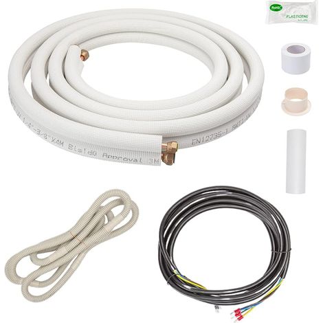 Tuyau de Cuivre Tube en Cuivre pour Climatiseur 1/4 & 3/8 Pièce de Climatisation Split 3M avec un Bobine Isolante Câble HVAC Canalisations Costumes ou Complets