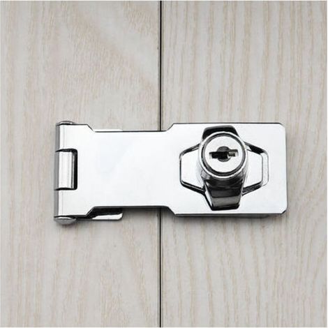 2 pairs of zinc alloy locking hasps, door hasps with padlock and key ring for furniture, mailboxes, cabinets, drawers, wardrobes (1/5)