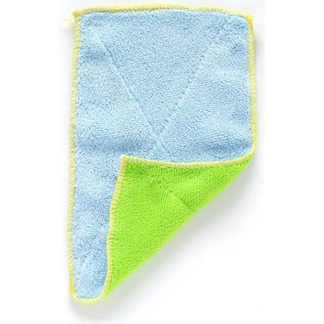 Chiffon Microfibre Double Couche - Lavage Vaisselle Cuisine Absorbant Résistant - Vert Et Bleu - Lot De 2 (1/2)