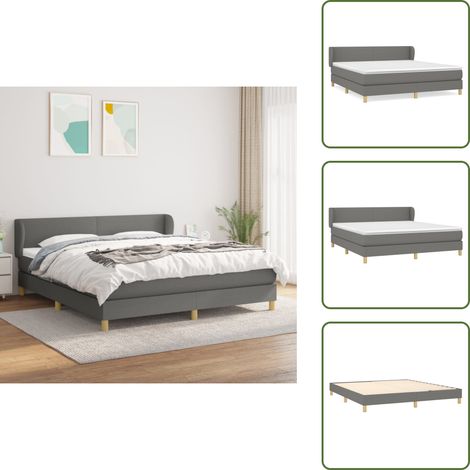 Cama con cabecero ajustable - vidaXL Cama box spring con colchón tela gris oscuro 180x200 cm - Colchón ensacado