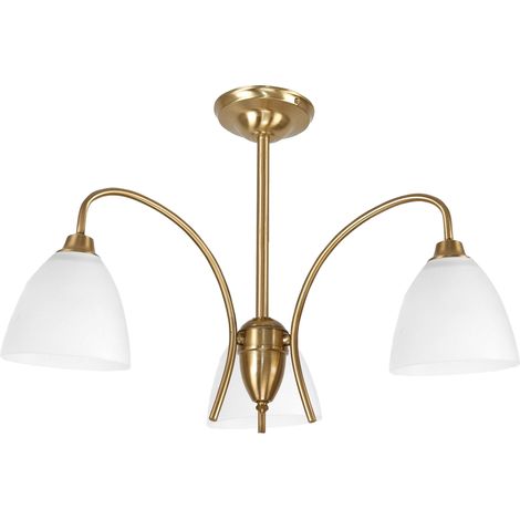 Lampada da soffitto tradizionale con effetto patina e paralumi bianchi, Lisa 14-662